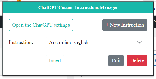 ChatGPT Custom Instructions Manager