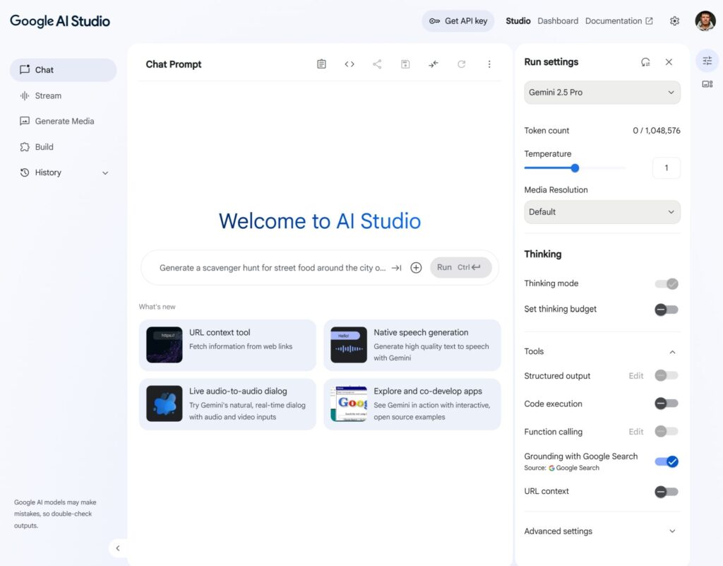 google gemini 2 5 ai studio